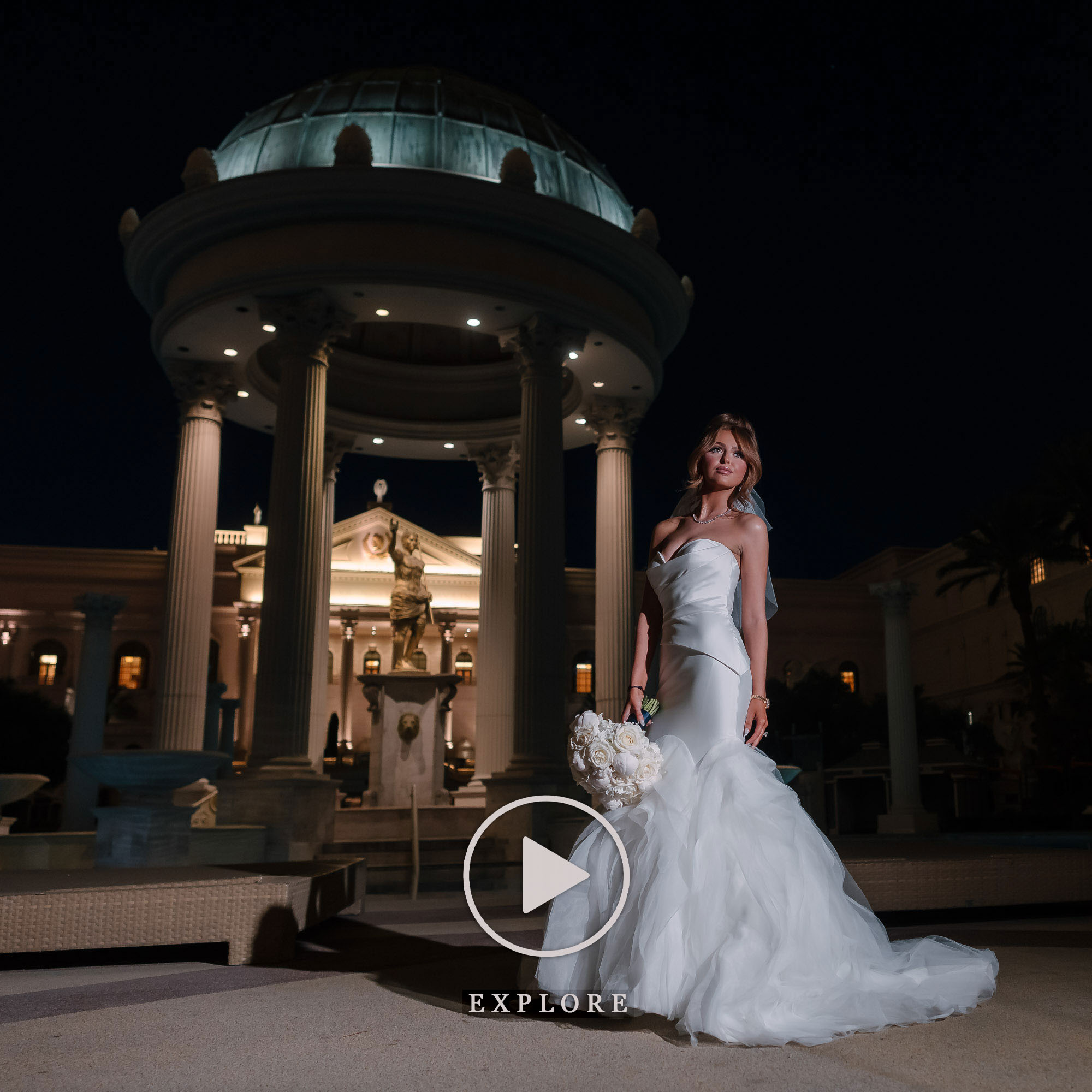 Luxury wedding photography at elegant Las Vegas venue bride portrait by Zoltan Redl-Nagy