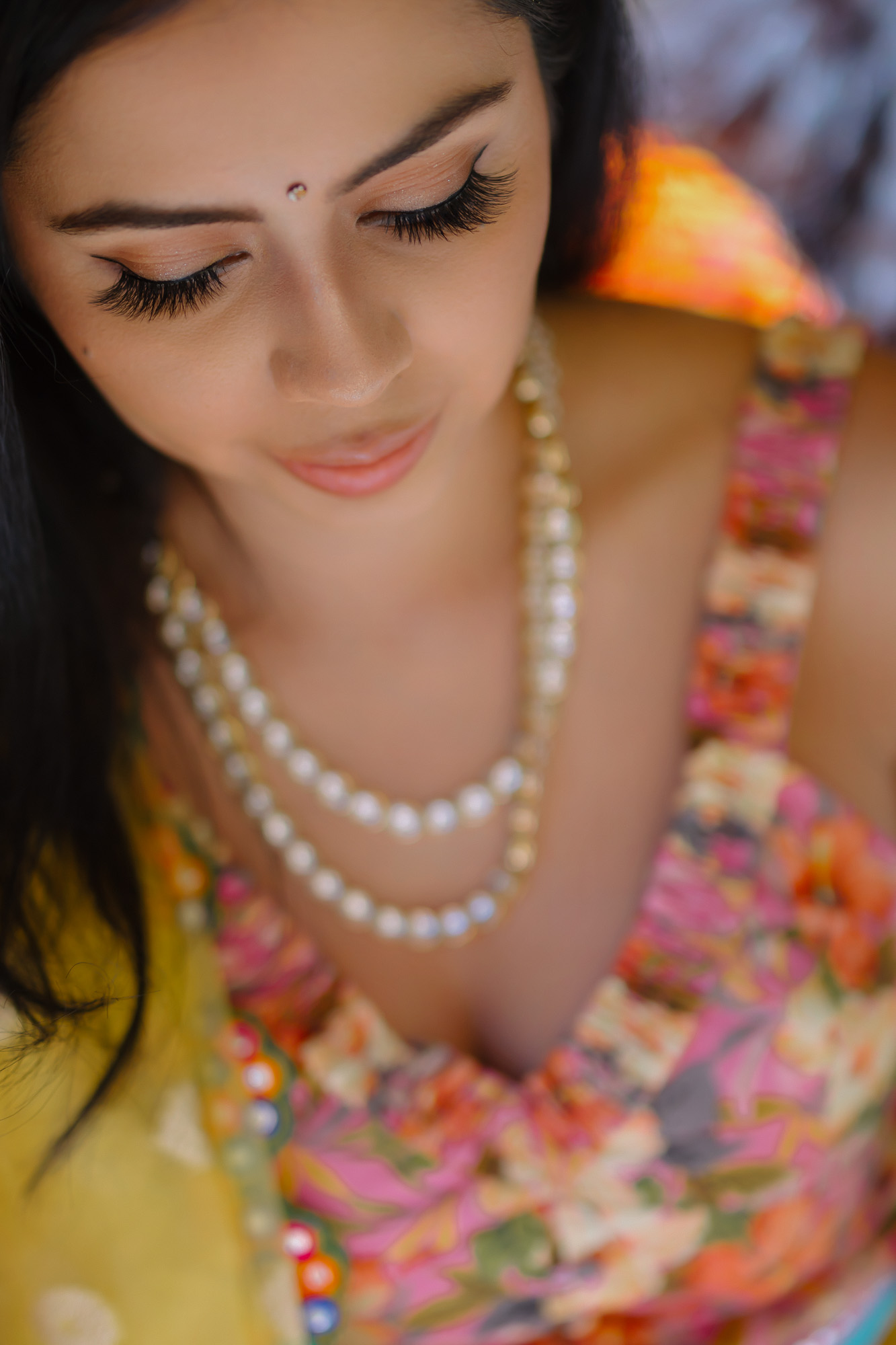 indian bride portrait during wedding preparation at family home las vegas