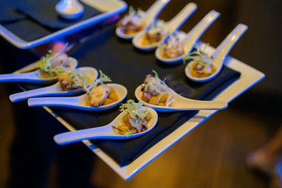 Las Vegas corporate event gourmet catering detail with elegant appetizer presentation, photographed by Zoltan Redl-Nagy