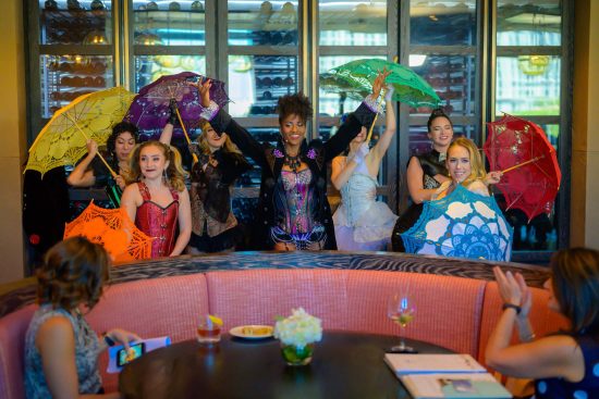 Las Vegas corporate event entertainment performers interacting with guests during private event, photographed by Zoltan Redl-Nagy