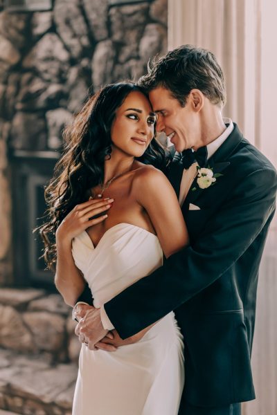 Romantic wedding portrait of an elegant couple at Mt Charleston near Las Vegas