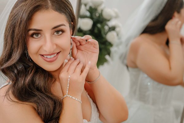 Bride getting ready before her Armenian wedding in Las Vegas